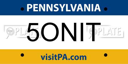 5ONIT Pennsylvania License Plate