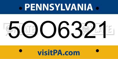 5OO6321 Pennsylvania License Plate