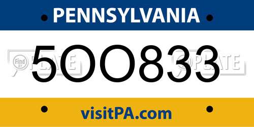 5OO833 Pennsylvania License Plate