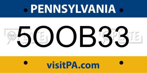 5OOB33 Pennsylvania License Plate