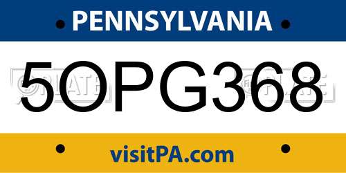 5OPG368 Pennsylvania License Plate