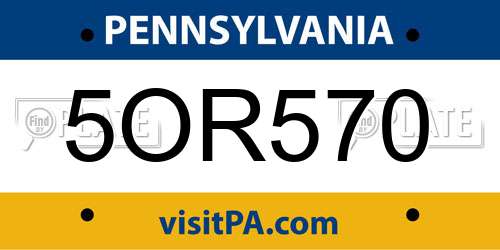 5OR570 Pennsylvania License Plate