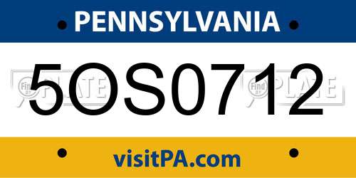 5OS0712 Pennsylvania License Plate