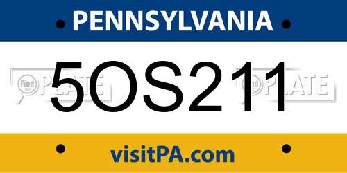 5OS211 Pennsylvania License Plate