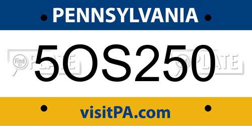 5OS250 Pennsylvania License Plate