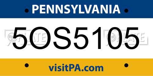 5OS5105 Pennsylvania License Plate