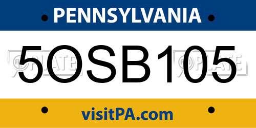 5OSB105 Pennsylvania License Plate