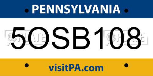 5OSB108 Pennsylvania License Plate