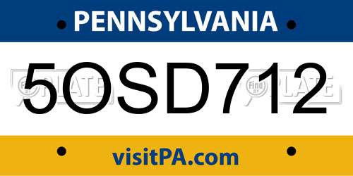 5OSD712 Pennsylvania License Plate