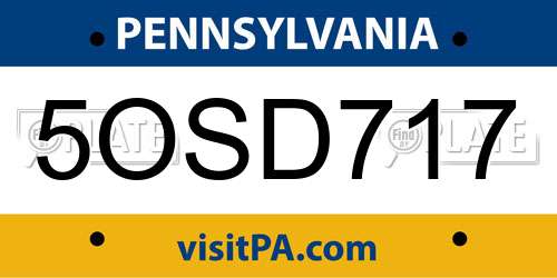 5OSD717 Pennsylvania License Plate