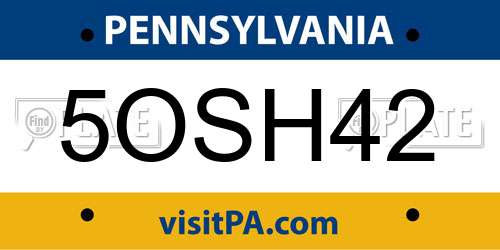 5OSH42 Pennsylvania License Plate