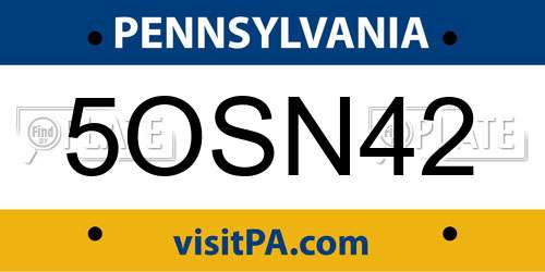 5OSN42 Pennsylvania License Plate
