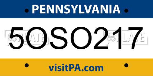 5OSO217 Pennsylvania License Plate