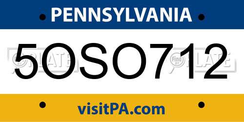 5OSO712 Pennsylvania License Plate