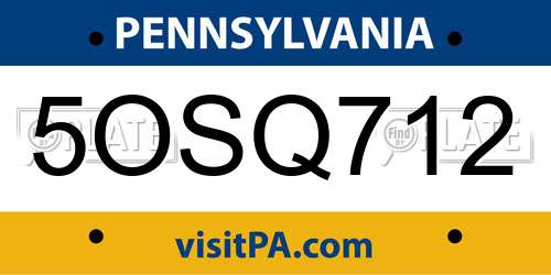 5OSQ712 Pennsylvania License Plate