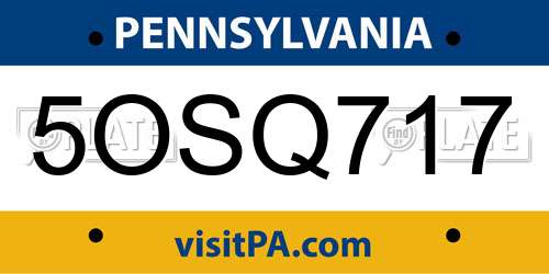 5OSQ717 Pennsylvania License Plate
