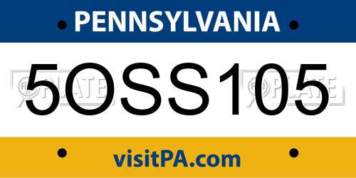 5OSS105 Pennsylvania License Plate