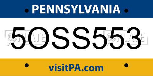 5OSS553 Pennsylvania License Plate