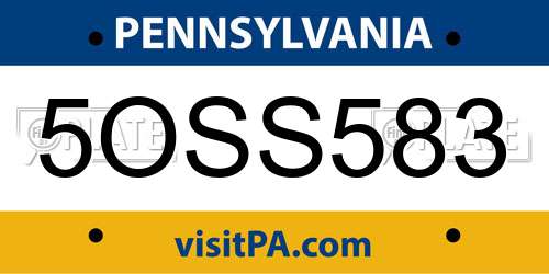 5OSS583 Pennsylvania License Plate