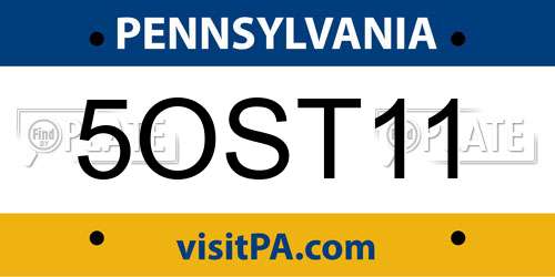 5OST11 Pennsylvania License Plate