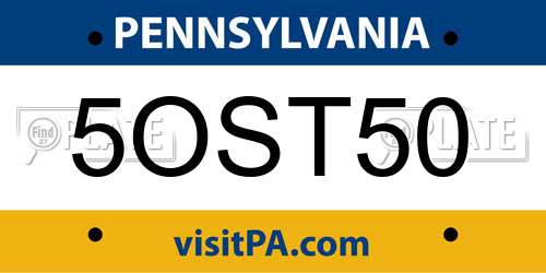 5OST50 Pennsylvania License Plate