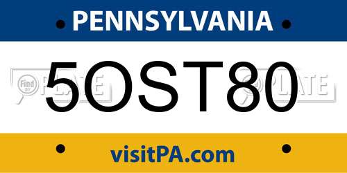 5OST80 Pennsylvania License Plate