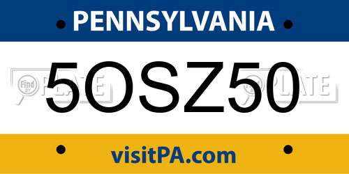 5OSZ50 Pennsylvania License Plate
