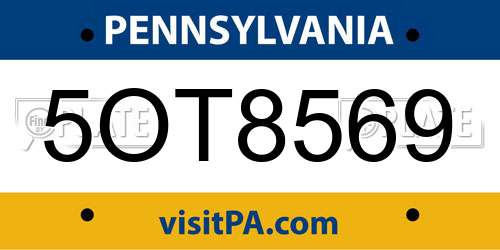 5OT8569 Pennsylvania License Plate