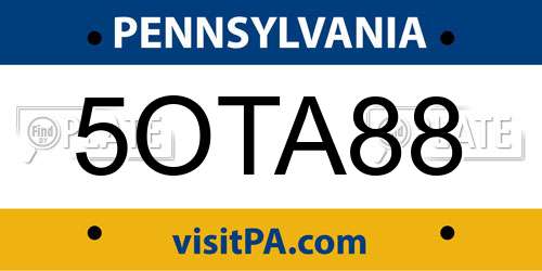 5OTA88 Pennsylvania License Plate