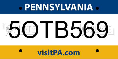 5OTB569 Pennsylvania License Plate