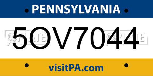 5OV7044 Pennsylvania License Plate