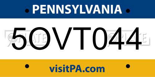 5OVT044 Pennsylvania License Plate