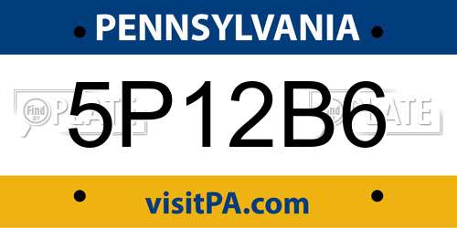 5P12B6 Pennsylvania License Plate