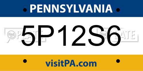 5P12S6 Pennsylvania License Plate