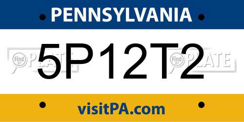 5P12T2 Pennsylvania License Plate