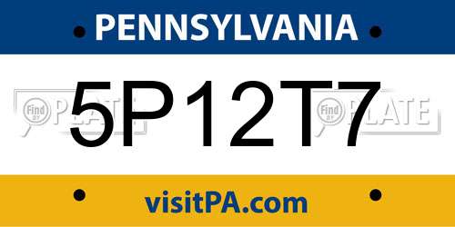 5P12T7 Pennsylvania License Plate