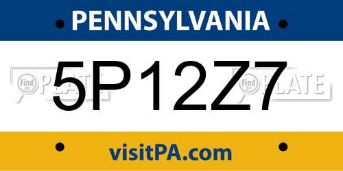 5P12Z7 Pennsylvania License Plate