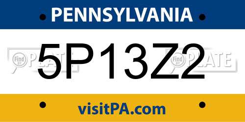 5P13Z2 Pennsylvania License Plate