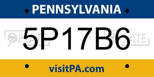 5P17B6 Pennsylvania License Plate
