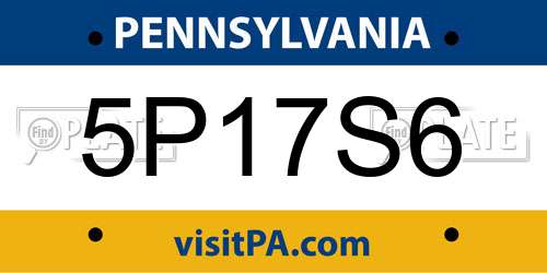5P17S6 Pennsylvania License Plate