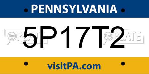 5P17T2 Pennsylvania License Plate