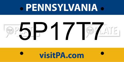 5P17T7 Pennsylvania License Plate