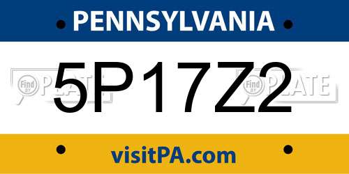 5P17Z2 Pennsylvania License Plate