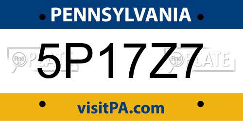 5P17Z7 Pennsylvania License Plate
