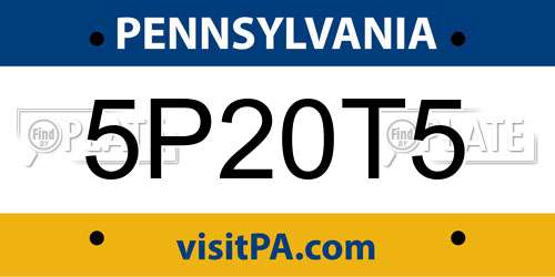 5P20T5 Pennsylvania License Plate