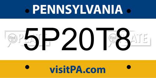 5P20T8 Pennsylvania License Plate