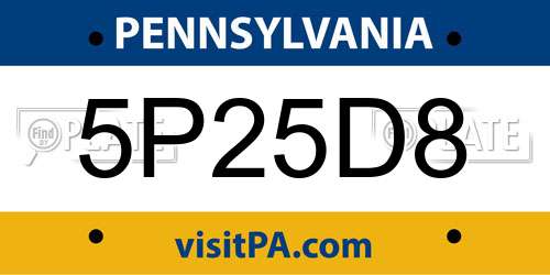 5P25D8 Pennsylvania License Plate