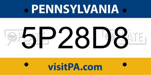 5P28D8 Pennsylvania License Plate