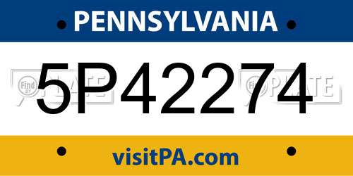 5P42274 Pennsylvania License Plate