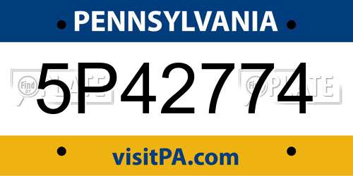 5P42774 Pennsylvania License Plate